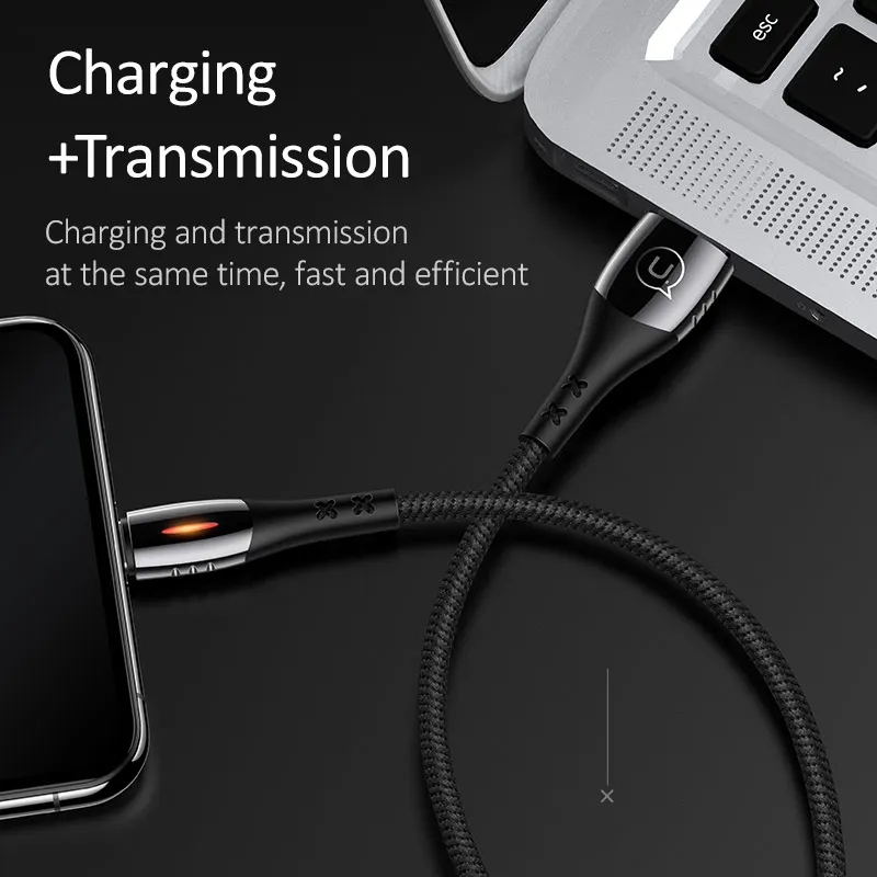USAMS Smart power-off USB кабель провод для быстрой зарядки для iPhone X XR XS MAX зарядка и передача телефонный кабель для iPhone iPad