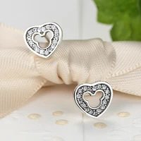 bk new collection 925 sterling silver heart shape stud earrings with cz for women weddings fashion jewelry