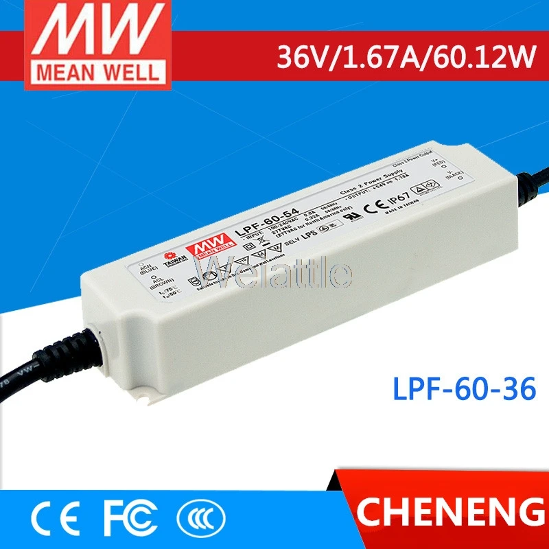 MEAN WELL оригинальный LPF-60-36 36В 1.67A meanwell LPF-60 60 12 Вт одиночный выход LED Импульсный