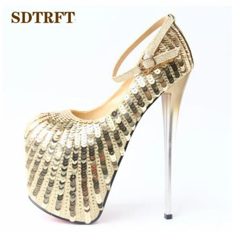 SDTRFT туфли-лодочки для трансвеститов с блестками на тонком каблуке 20 см