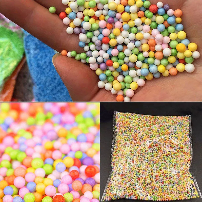 OL DIY Snow Mud 2-4mm Particles For Slime Accessories Soft Fluffy Mini Crystal Beads Assorted Colors Polystyrene Styrofoam |