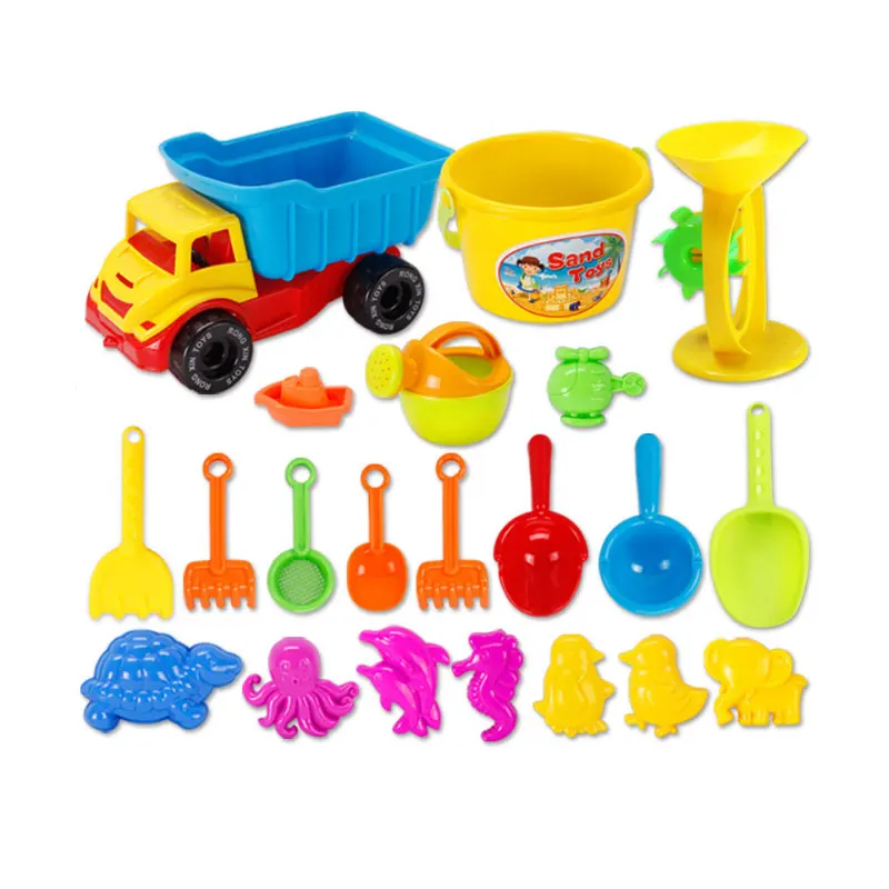 

YunNasi 21pcs Sandy Beach Toys For Boys Watering Can Bucket Spade Shovel Dolphin Elephant Octopus Dune Tool Bathroom Toys Summer
