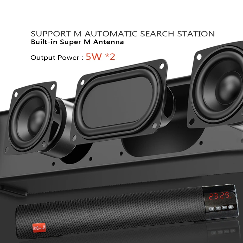 M& J беспроводной bluetooth динамик 10 Вт 3d стерео звуковая система Поддержка TF карты FM USB AUX для домашнего кинотеатра ТВ ПК компьютерный динамик
