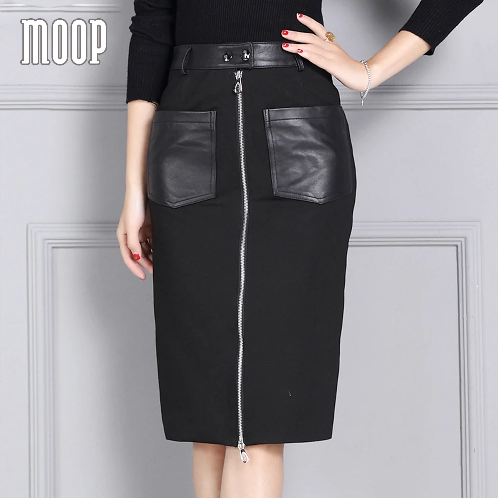 OL style/Черная Женская юбка из натуральной кожи карандаш стрейч овчины faldas jupe saia etek