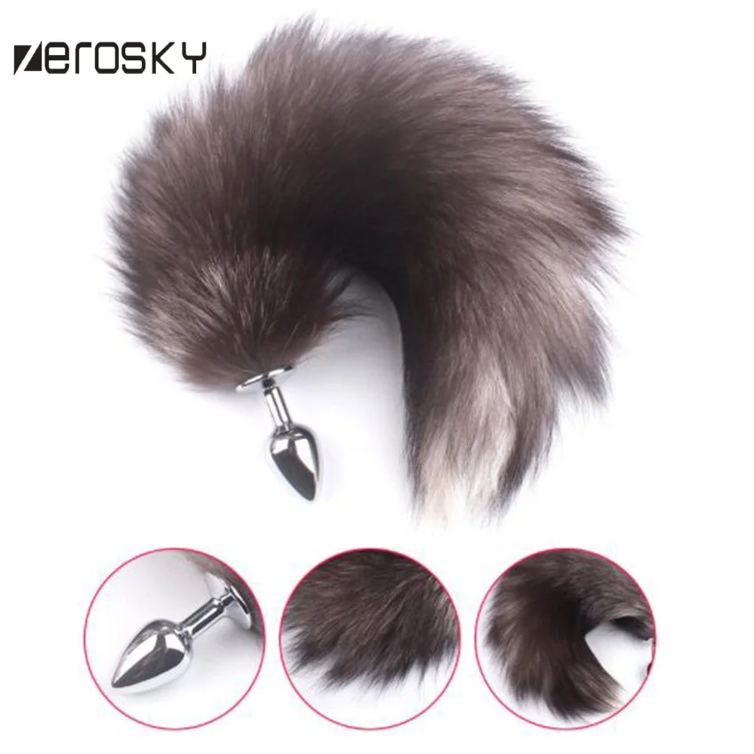 Metal Anal Plug Fox Tail Fun Back Court Stimulate Dog Sex Toys for Woman BDSM Zerosky | Красота и здоровье