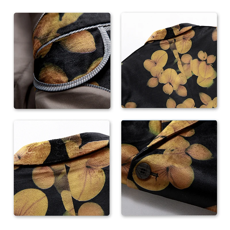 YUNCLOS Мужской Блейзер тонкий цветочный принт Свадебный костюм куртки для мужчин