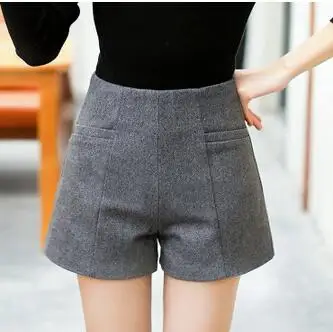 Женские шерстяные шорты с высокой талией модные повседневные зимние Осенние
