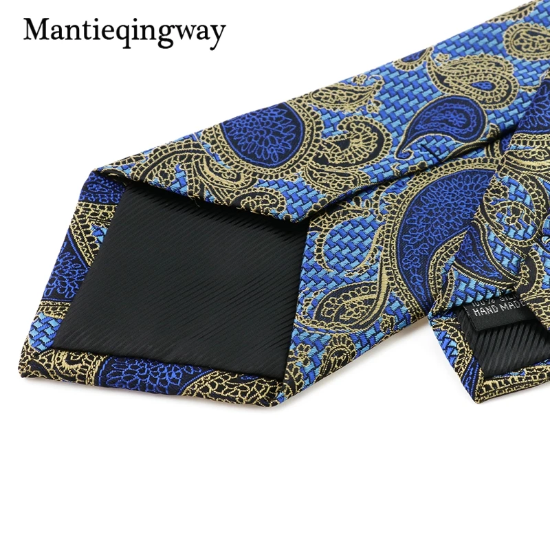 Mantieqingway 8,5 см широкий синий гравированный платок запонки Крават набор Пейсли жаккард корбаты Запонки Набор для бизнеса