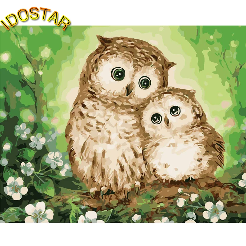 Животные картины DIY рамка живопись по номерам милые Две совы ремесленные наборы