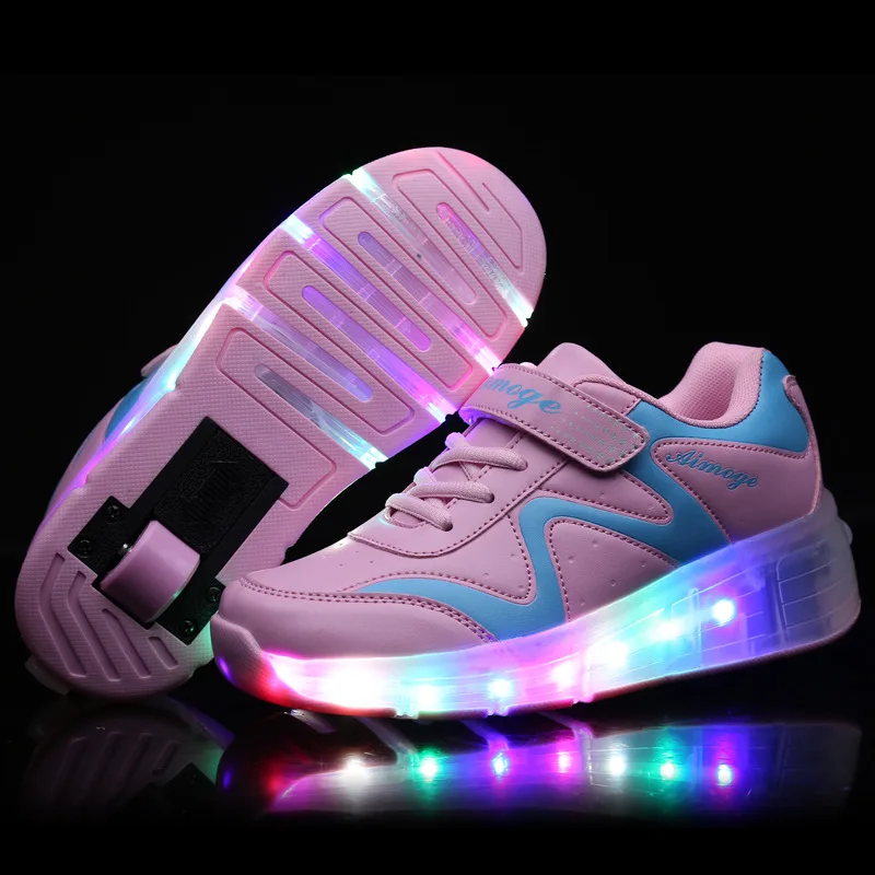 

Children Shoes for Girls Boys Luminous Sneakers with Double / Single Wheels USB Charging Roller Skate Shoes LED Light Shoes