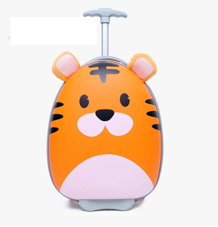 Orange tiger 18''kid's чемодан на колесиках, Детский 3D мультяшный милый чемодан на колесиках для мальчиков и девочек, Подарочный чемодан для путешествий - Цвет: Orange tiger