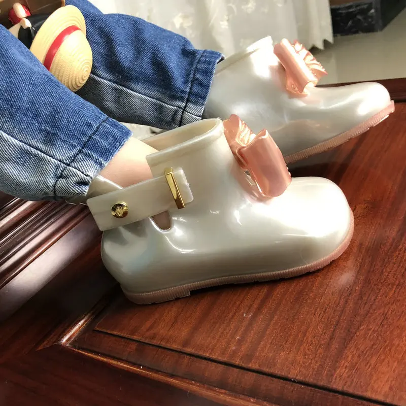 Melissa Kids/детские непромокаемые сапоги с милым бантиком обувь для девочек PVC3 новые