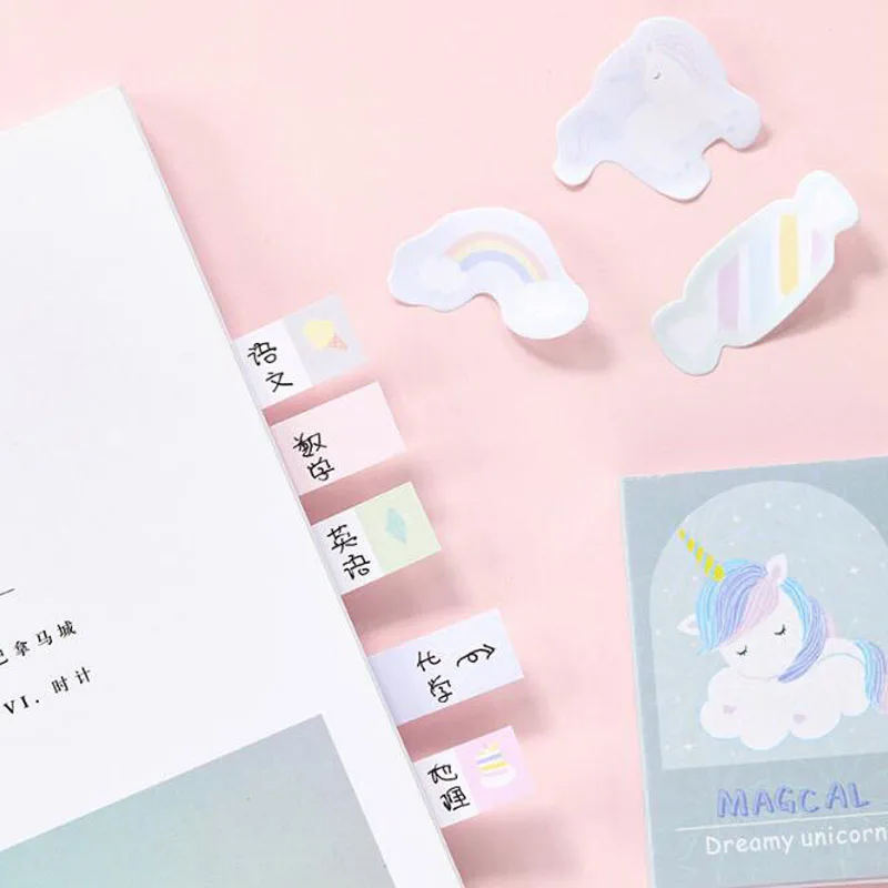 Kawaii Наклейки Единорог блокнот для записей клейкие заметки Многофункциональные