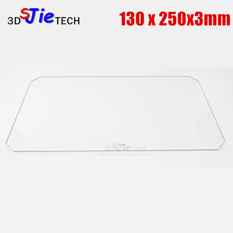 

130x250x3mm Borosilicate Glass Plate w/ corner cut for MP Mini Select Extended Bed 3D printer parts