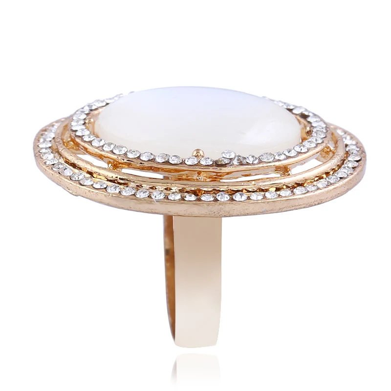 Duohan яркий Овальный Опал Золото Цвет кольцо для Для женщин с горный хрусталь обод