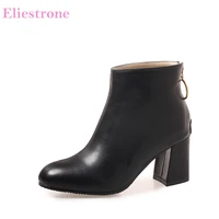 brand new winter fashion green apricot women ankle office boots sexy lady shoes square heel ac2086 plus big small size 10 32 46