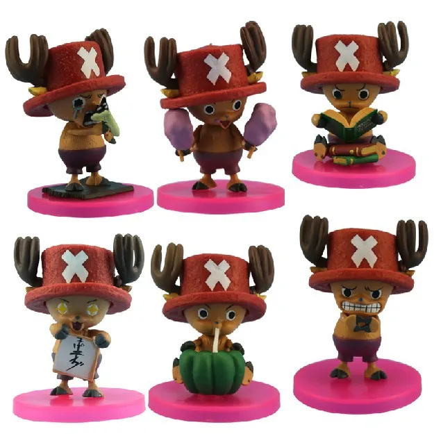 

Hot 6pcs/lot 8cm pvc Japanese anime figure Tony Tony Chopper one piece action figure collectible model toys kids toys for boy
