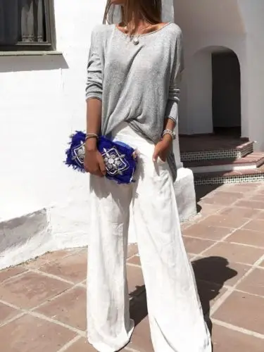 Женская модная футболка с длинным рукавом Свободная открытая спина витая Топы