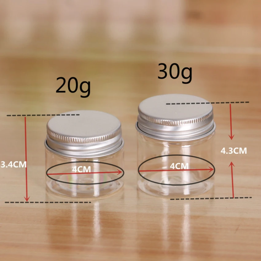 Прозрачный контейнер для крема с алюминиевой крышкой пластиковая банка