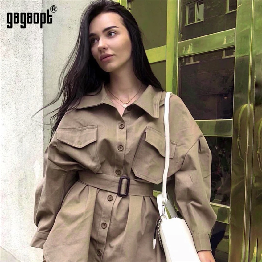 Женское однобортное пальто с поясом Gagaopt классическое повседневное деловое