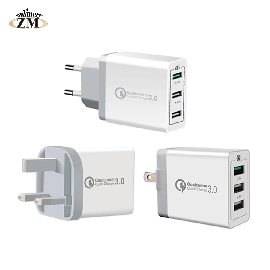 3 Порты Быстрый Зарядное устройство QC 0 30 W USB для iphone 7 8 ipad samsung S8 huawei Xiaomi быстро QC3.0