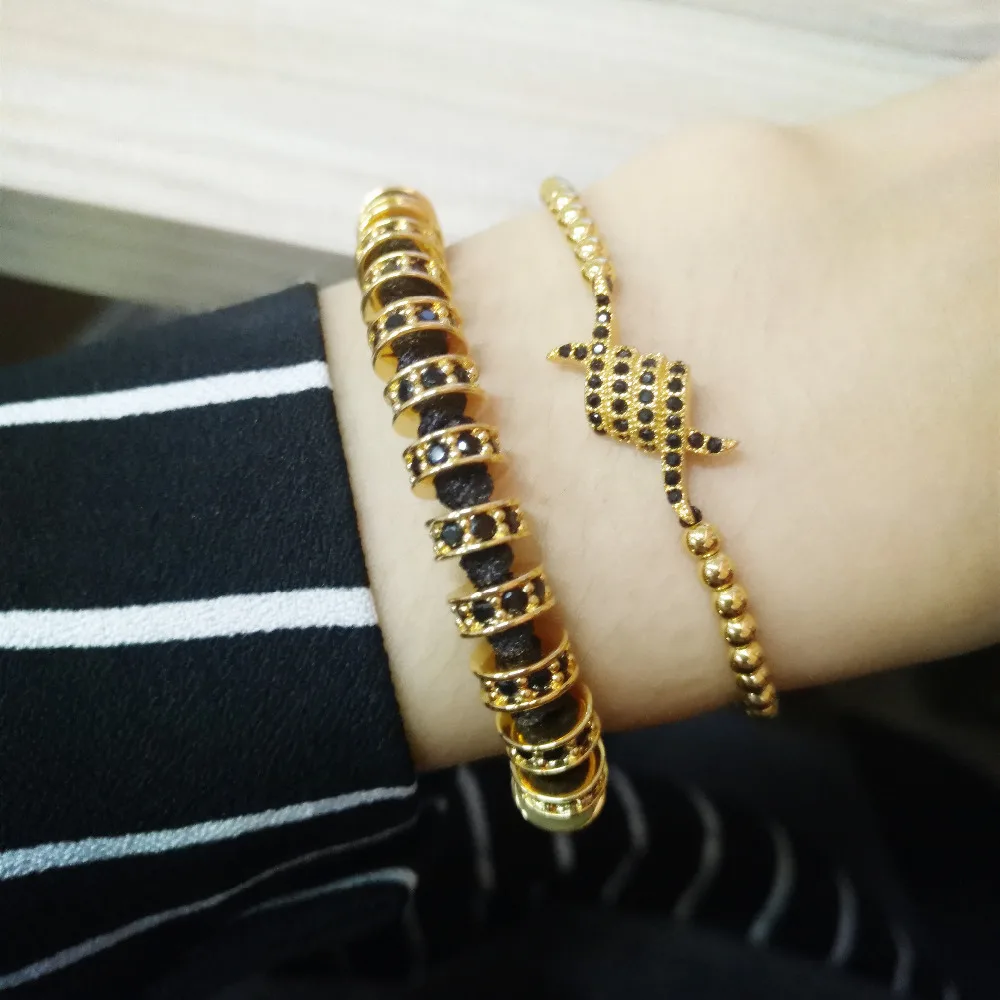 Anil Arjandas Women's Bracelets Men Jewelry Black CZ Eagle Claw Charm Beads Noodles Braided Macrame Bracelet | Украшения и