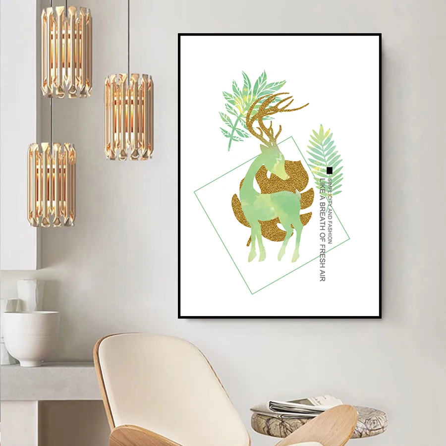 ASAPFOR акварель зеленые растения листья холст книги по искусству Nordic Скандинавии