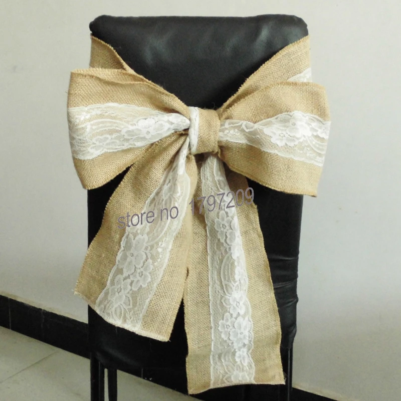 1 шт. Гессе джут холщевый стул пояса с галстуком для деревенской свадебной Baby Shower