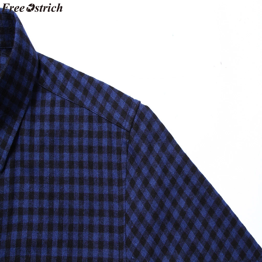 Бесплатная Страусиная Мужская Удобная черно-белая клетчатая деловая рубашка с