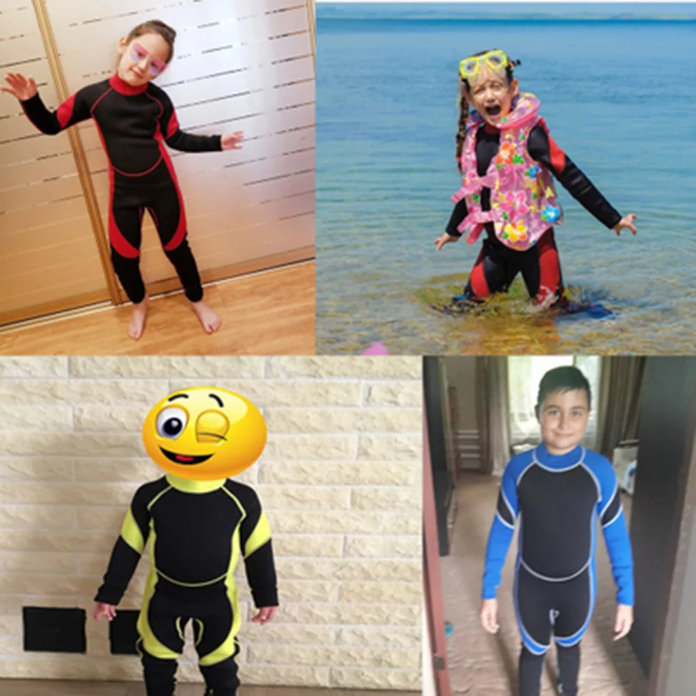 Neoprene Long Sleeves Kids Wetsuits Diving Suits for Boys/Girls Children Rash Guards One Pieces Surfing Swim Snorkel children | Спорт и