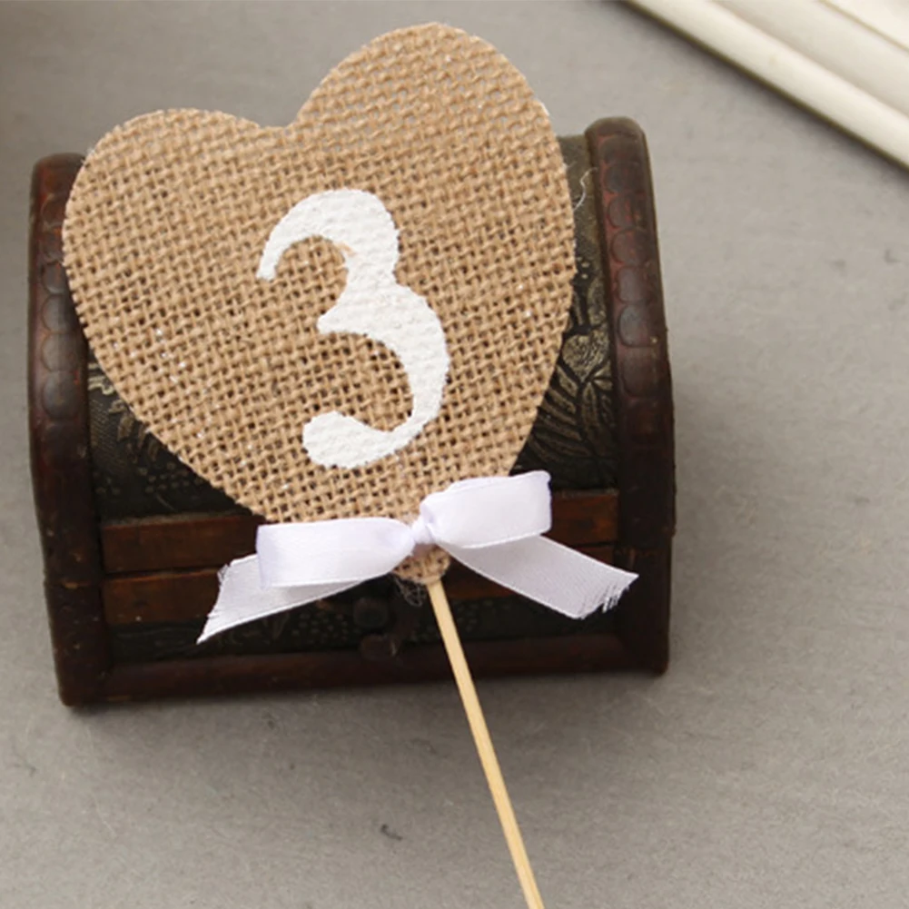 10 шт. джутовый плетеный стол из мешковины флаг с сердцами баннеры винтажные