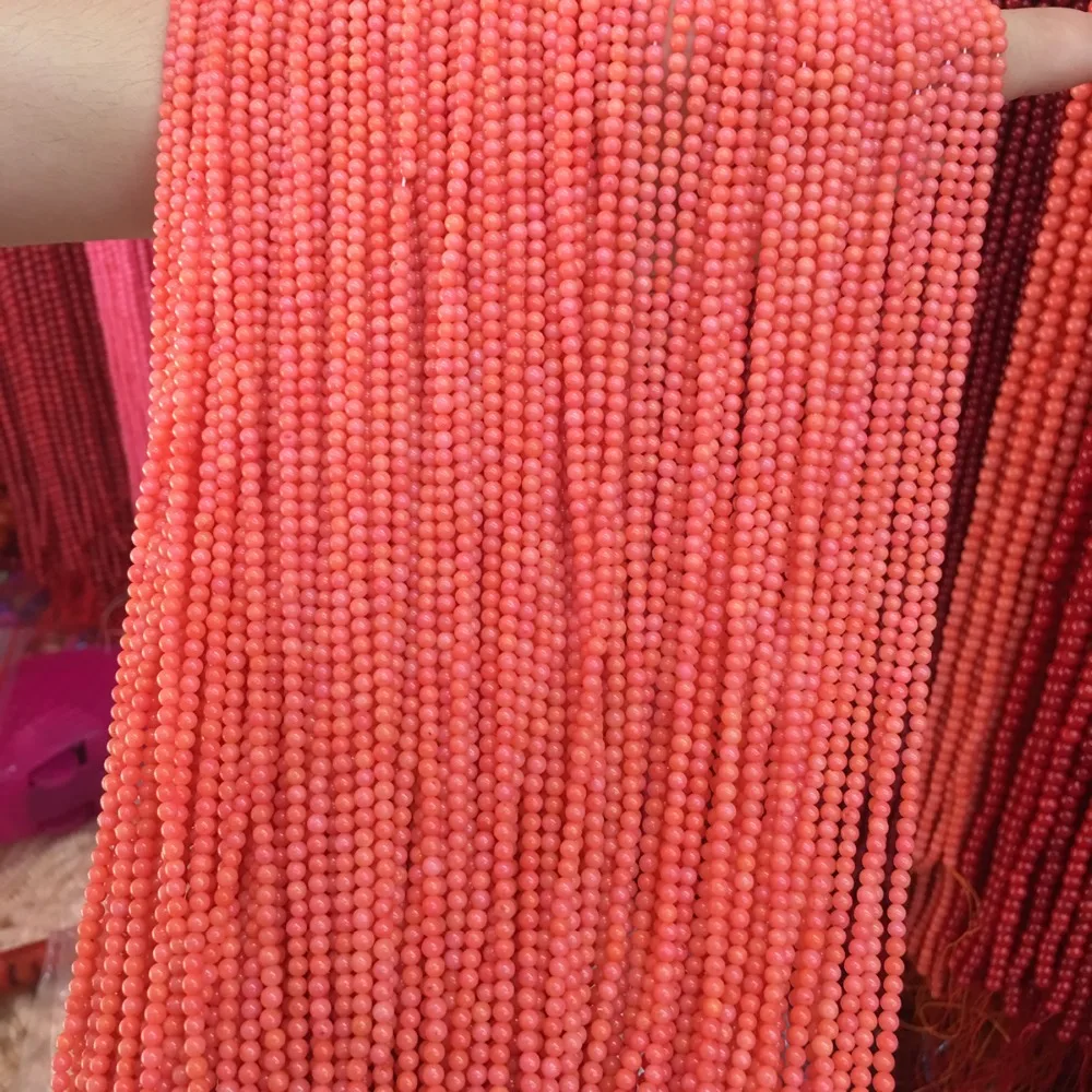 Маленькие бусины 3 мм круглые натуральные розовые коралловые высокого качества