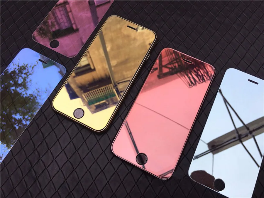 Цветное зеркальное закаленное стекло для iPhone X 8 Plus 7 6 6S 11Pro XS Luxury 9H 2.5D защитная