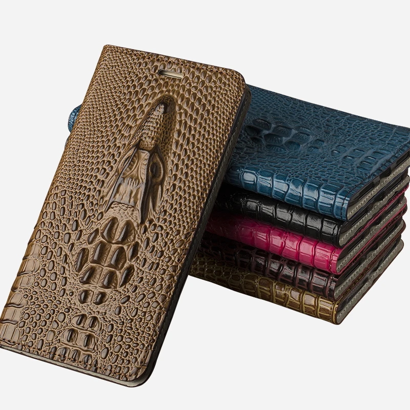 genuine leather flip case for iphone 13 pro max 12 mini x xr xs 12 11 pro max 6s 6 7 8 plus se 2 card slot 3d crocodile head free global shipping
