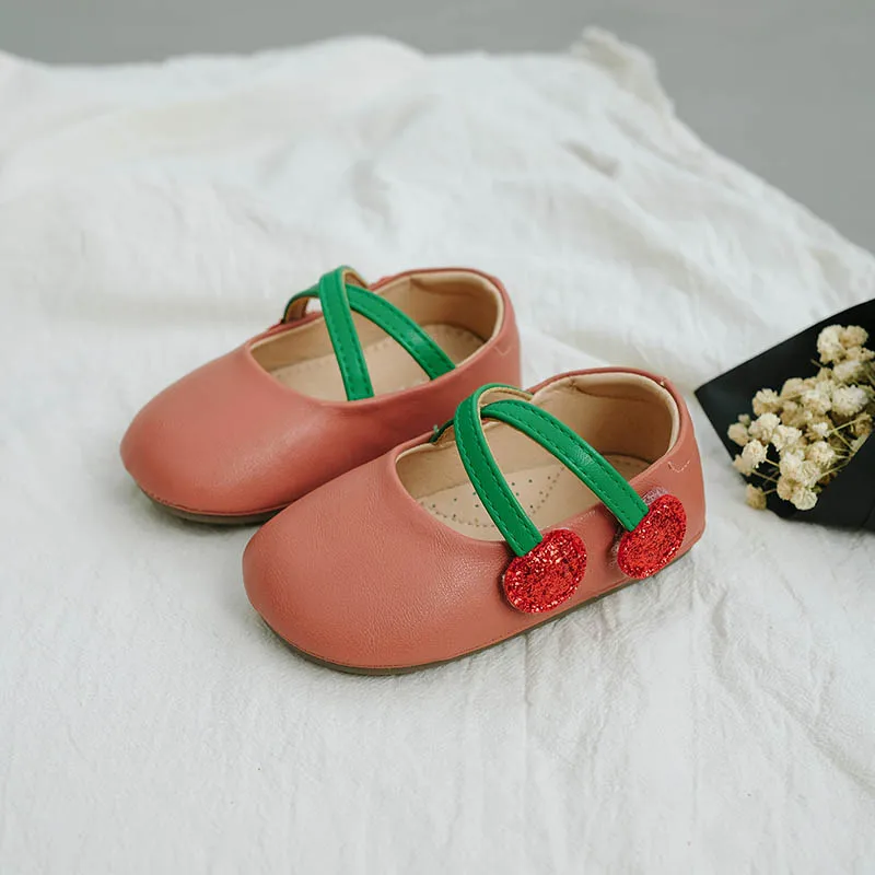 LANSHITINA Baby Shoes Spring Autumn Retro Toddler PU Leather Cherry Girl's Princess Party Tenis-infantil TX006 |