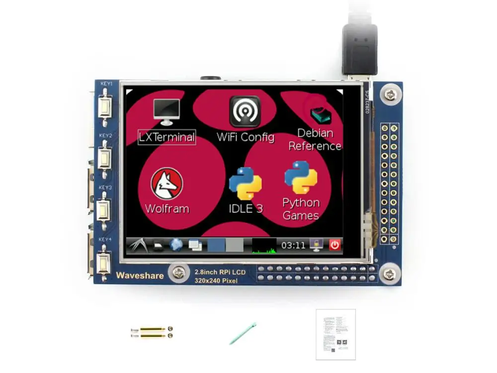 

2,8 дюймовый планшет Waveshare с резистивным сенсорным экраном RPi LCD (A) 320*240, TFT LCD,SPI интерфейс, контроллер XPT2046