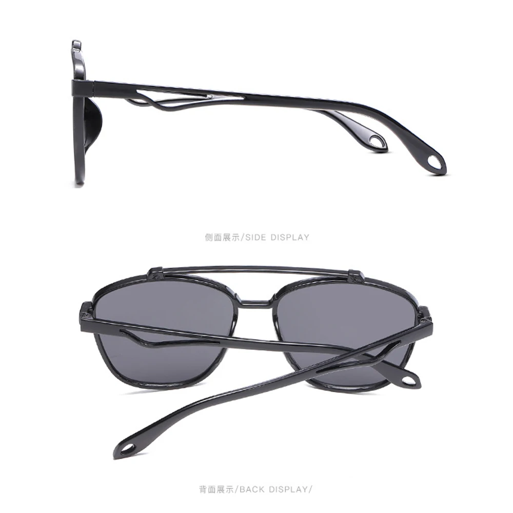 Тренд моды большой двойной мост солнцезащитные очки поляризованные зеркальные