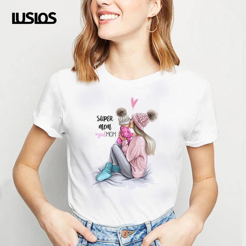 LUSLOS Летняя мода Harajuku Kawaii супер футболка &quotМама&quot материнская любовь вечная