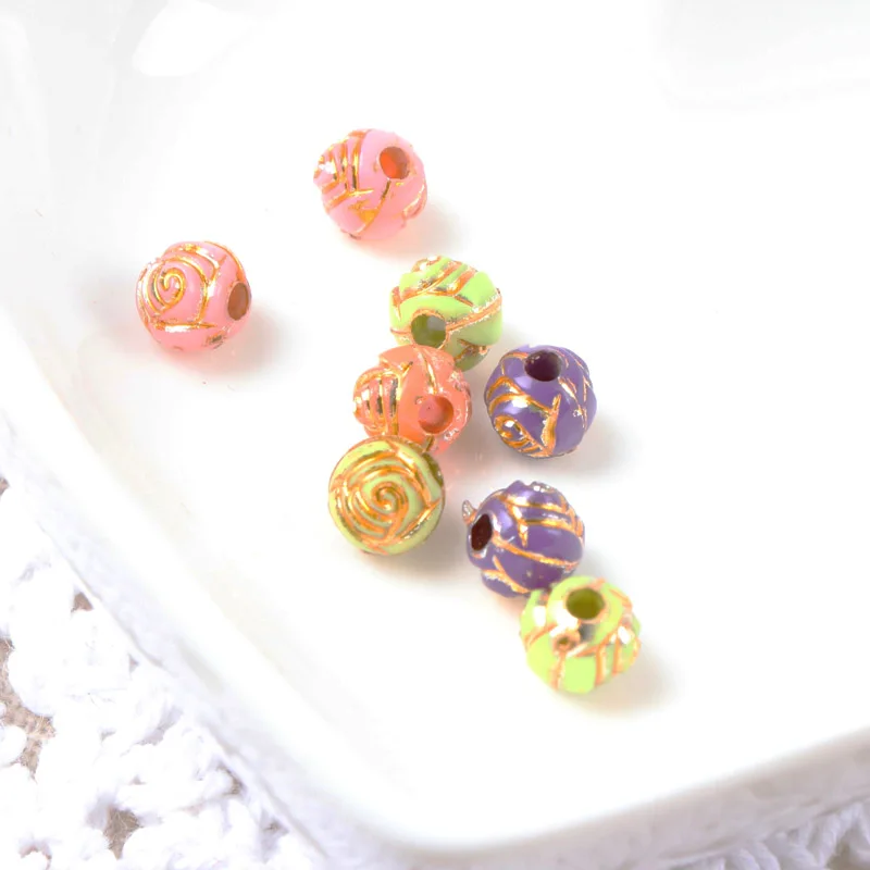 2018 New Mix Color Gold Stripe Flower Spacer Beads For Bracelet Necklace Jewelry Making DIY 6mm 200pcs/lot AL5X | Украшения и