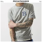 Privathinker Harajuku футболка с вышивкой 2020 мужская хлопковая Японская уличная одежда с коротким рукавом футболки мужские повседневные Хип-хоп футболки