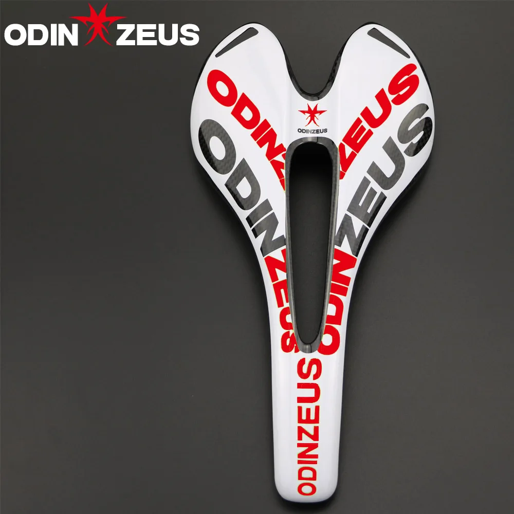 Gloss Red ODINZEUS Hot Sale Top-level 3K Gloss or Matte Full Carbon fibre Mountain Bicycle Saddle Road/MTB Bike Carbon Saddle Seat - Цвет: Gloss Red