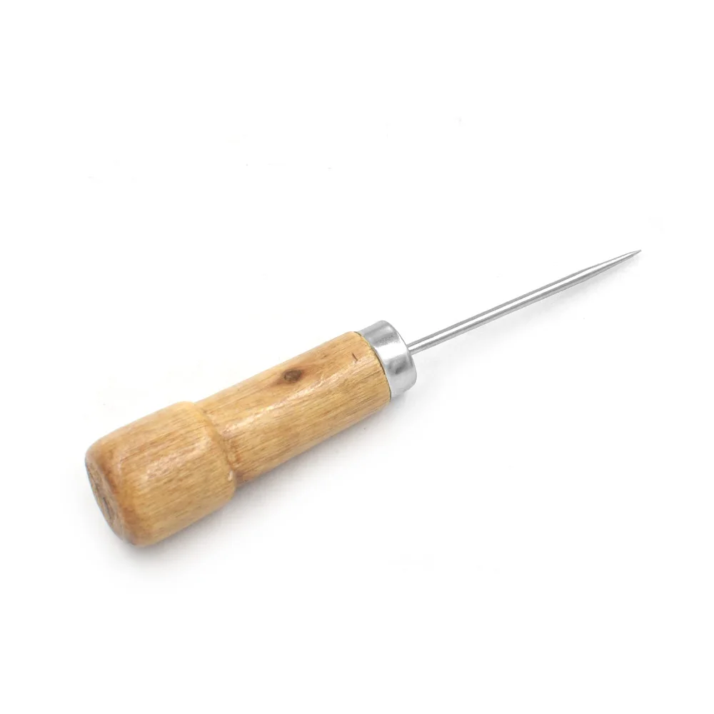 

2.5 mm Awl Leather Craft Sewing Kit Handle Punch Point Circular Tool Wooden Handle Punching Leather Crochet
