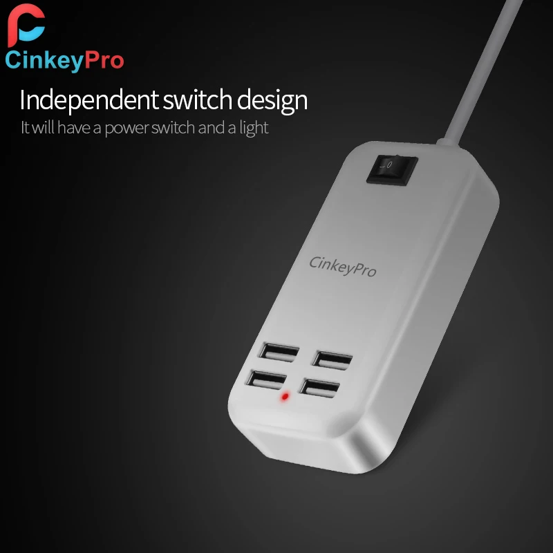 Cinkeypro ЕС Plug 4 порта несколько зарядное устройство USB 15 Вт 3A Smart адаптер мобильного