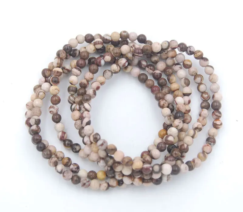 Natural Brown Zebra Jasper Gem stone Round Loose Beads Stretchy Bracelet Elastic Cord 7.5&quot 4mm 6mm 8mm 10mm 10pcs/Pack | Украшения и