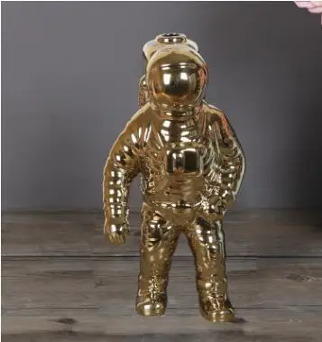 astronaut gold S Креативная Керамическая скульптура космонавта, робот, ракета, Космический человек, статуя, домашнее украшение, космонавт, керамический декор для стола 05293 - Цвет: astronaut gold S