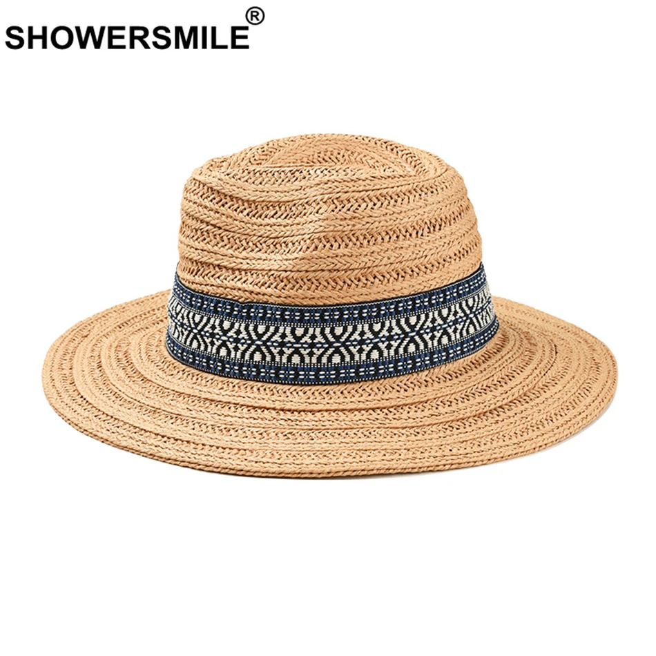 SHOWERSMILE шляпы ручной работы женские соломенная шляпа от солнца мужская фетровая шляпа цвета хаки Этническая дышащая уличная джазовая Солнцезащитная шляпа унисекс