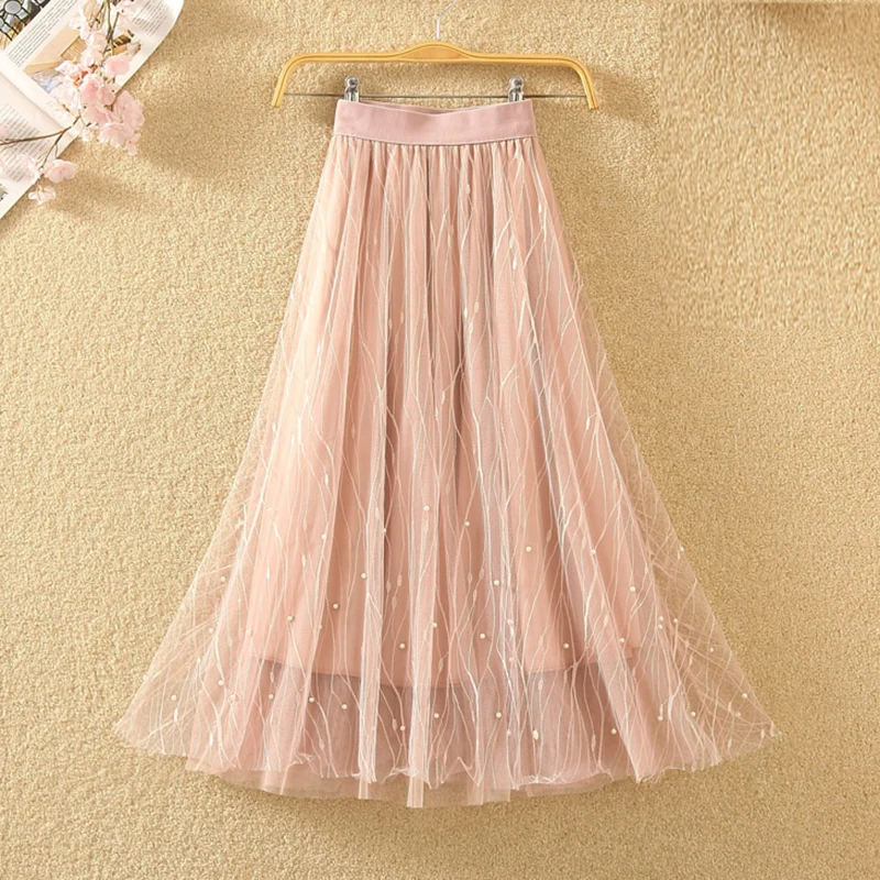 Летняя женская элегантная черная сетчатая фатиновая плиссированная юбка Милая