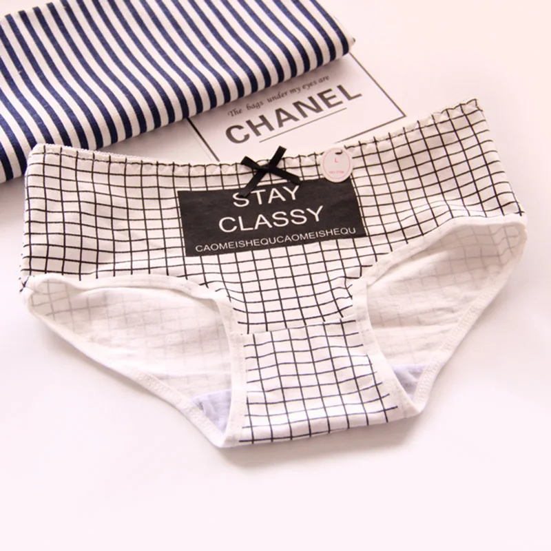 Женские трусики хлопковое черно-белое сексуальное нижнее белье для девочек