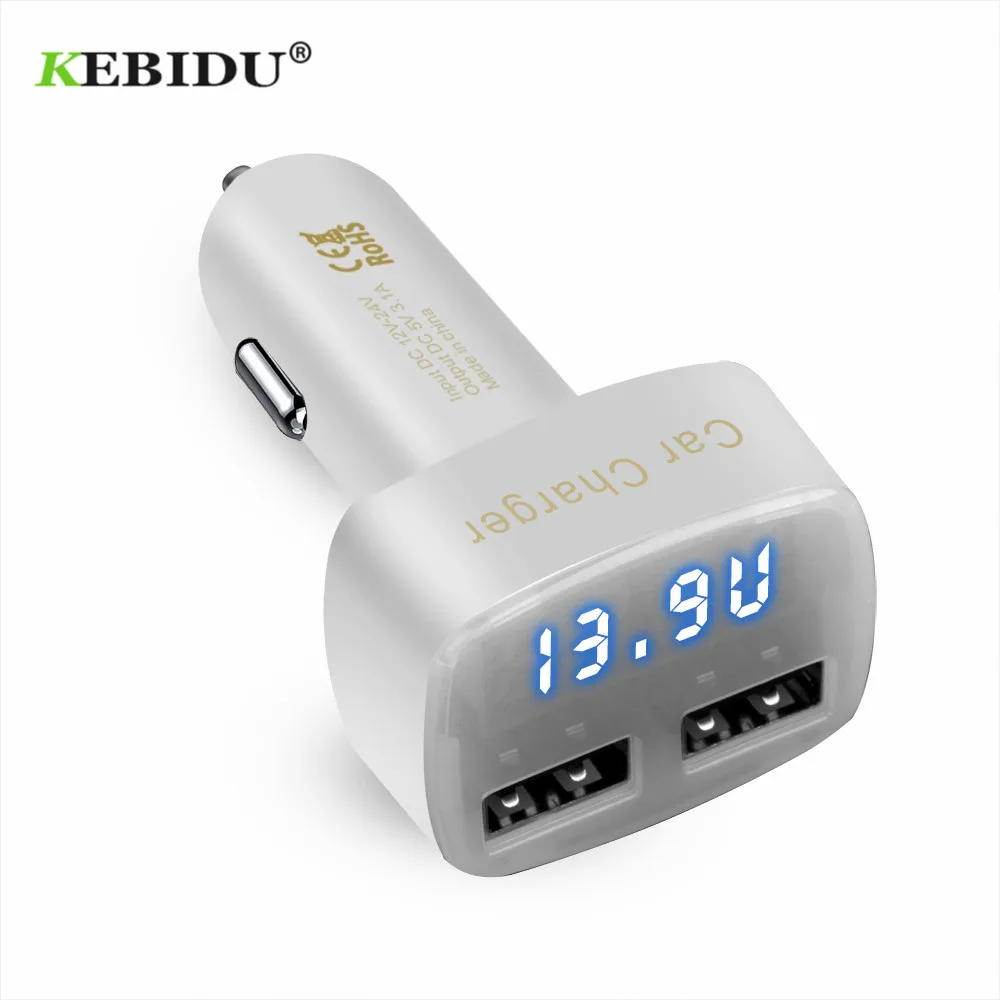 KEBIDU Dual USB Car Charger Voltage/temperature/Current Meter Tester Blue LCD Display Short Circuit Protection Digital | Мобильные