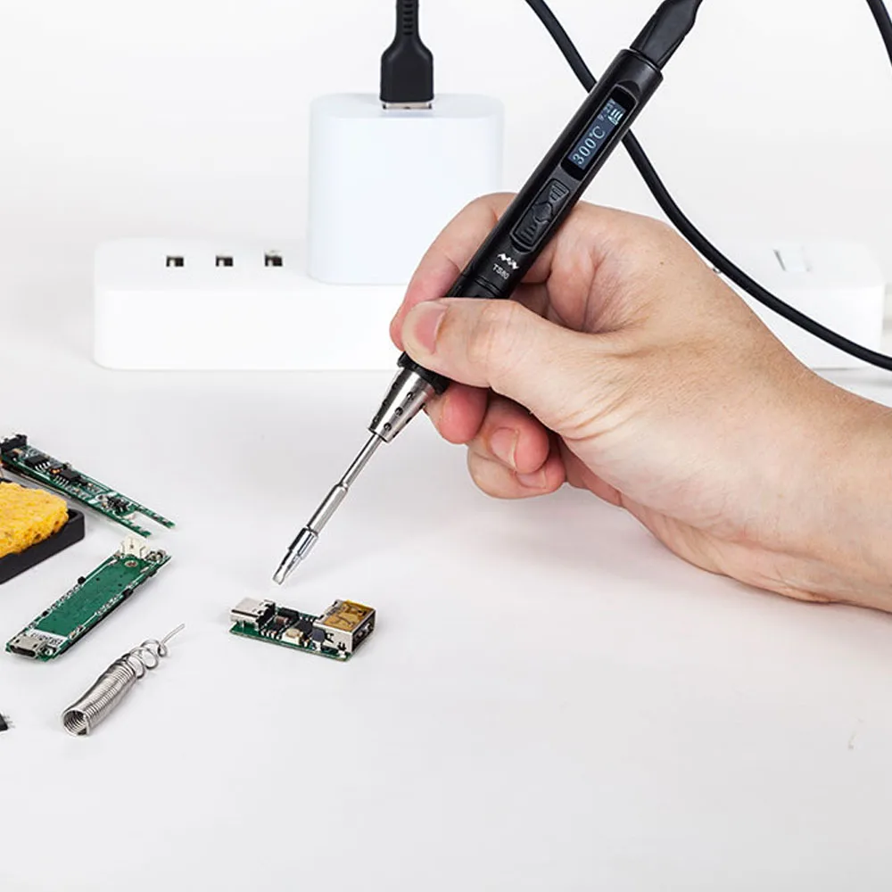 Мини TS80 портативный Электрический паяльник STM32 Регулируемая температура цифровая паяльная станция OLED дисплей USB TypeC разъем питания